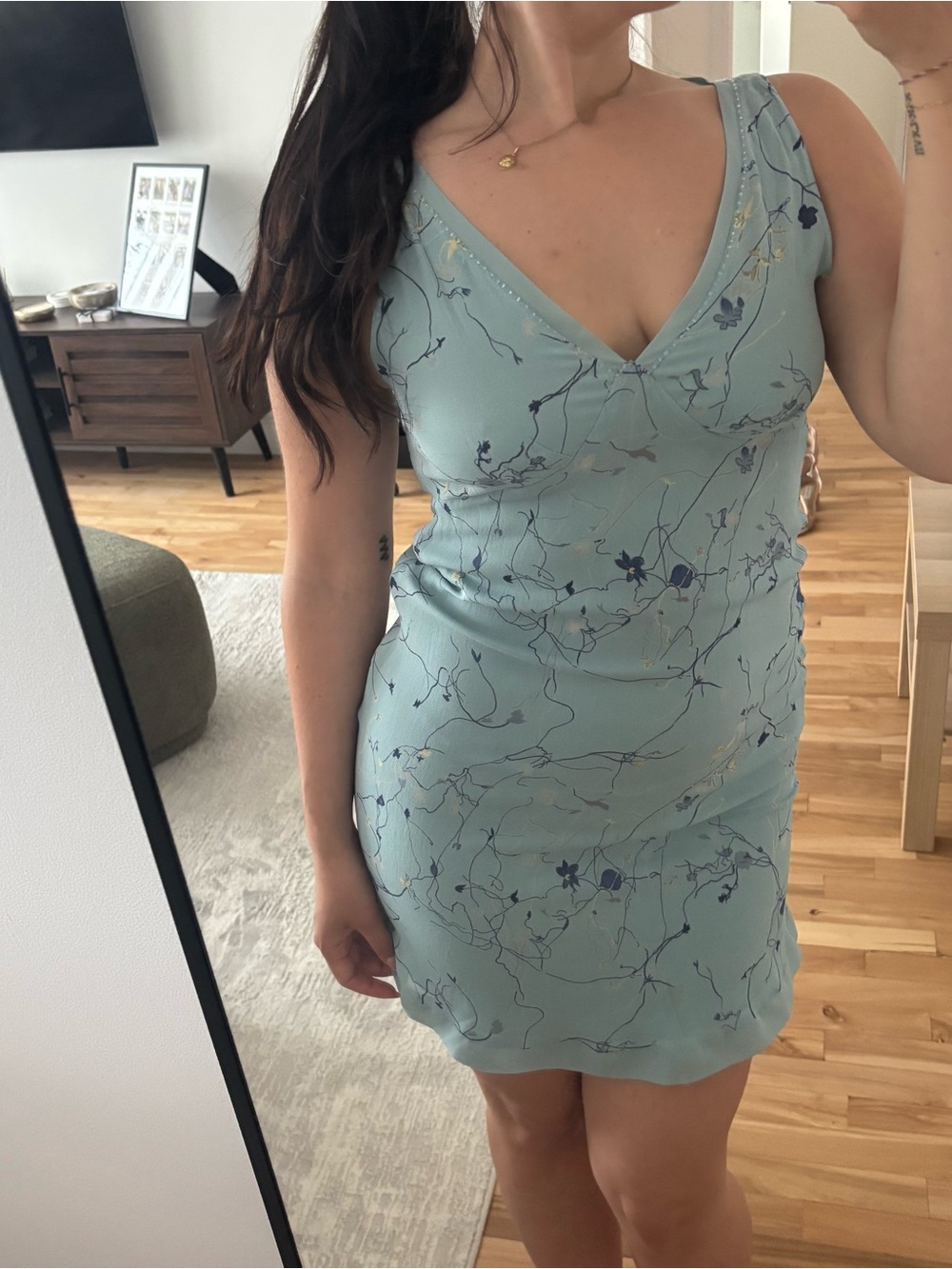 VINTAGE TRISTAN Blue Floral Mini Dress -Size 2
